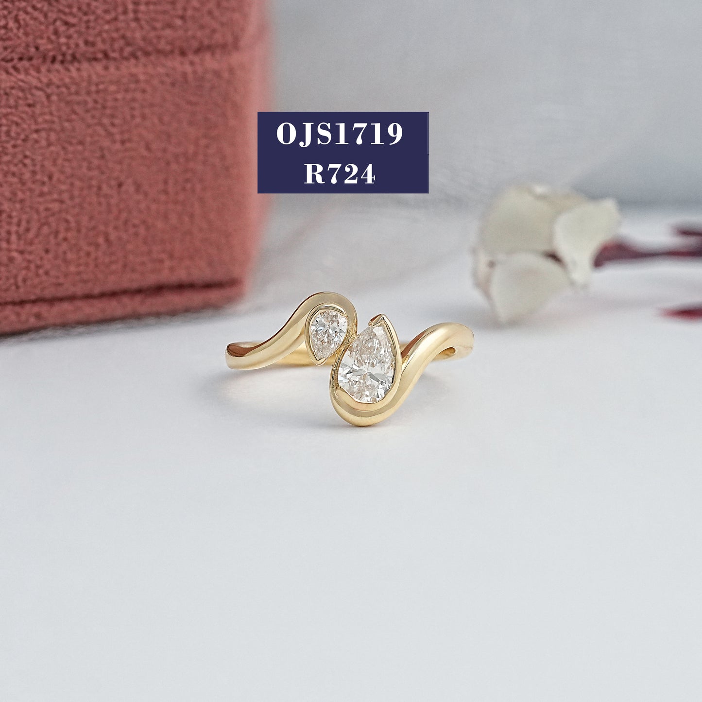 Pear Cut Lab Diamond Two Stone Ring