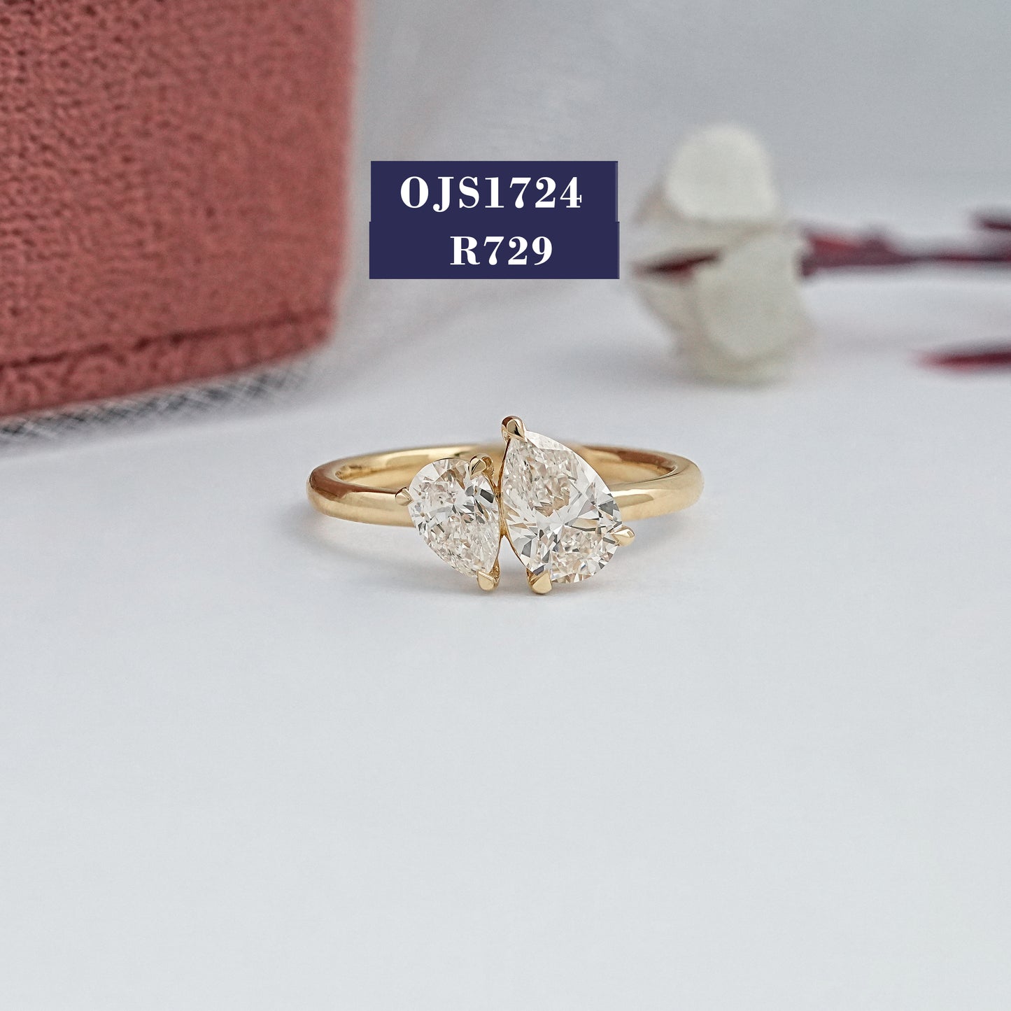 Pear Cut Toi Et Moi Lab Diamond Ring