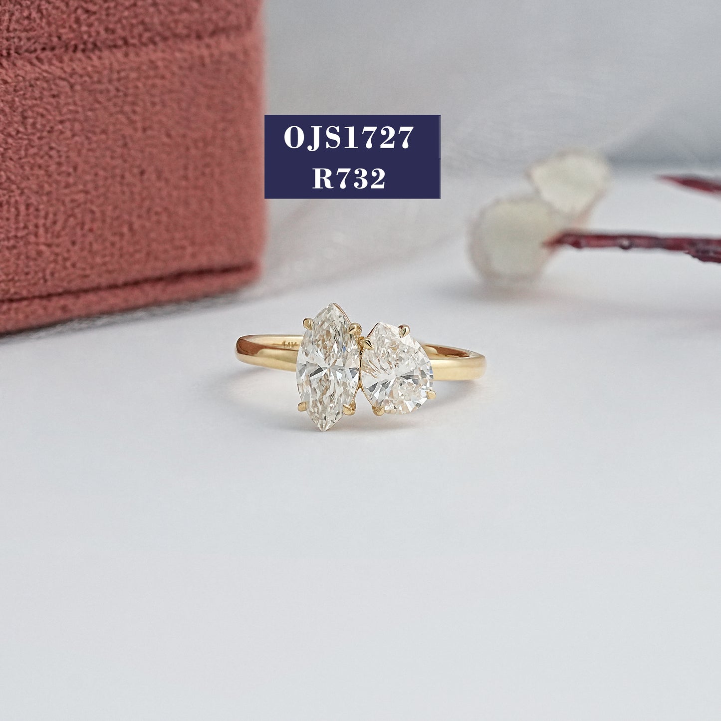 Marquise & Pear Cut Diamond Two Stone Ring