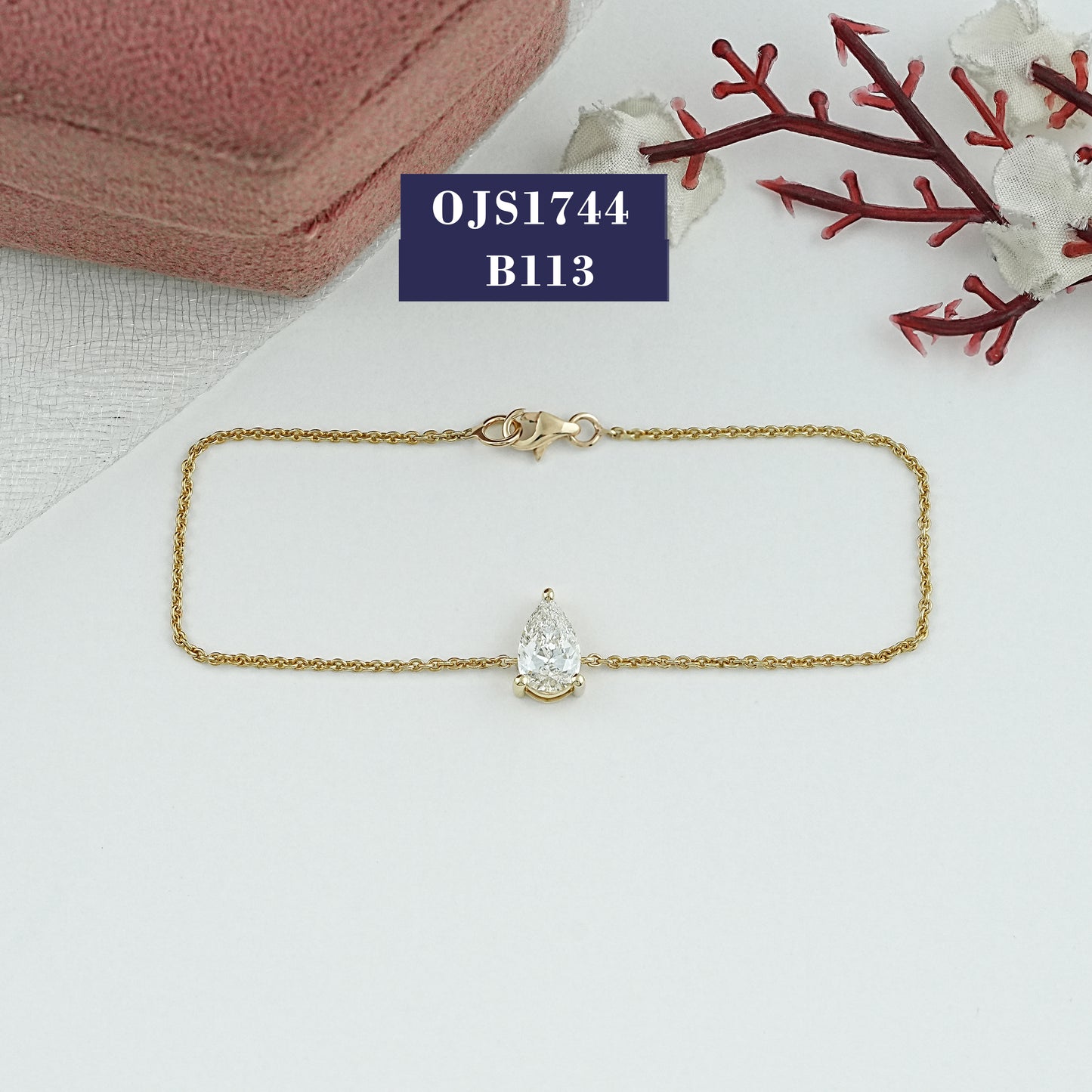Pear Cut Lab Diamond Solitaire Bracelet