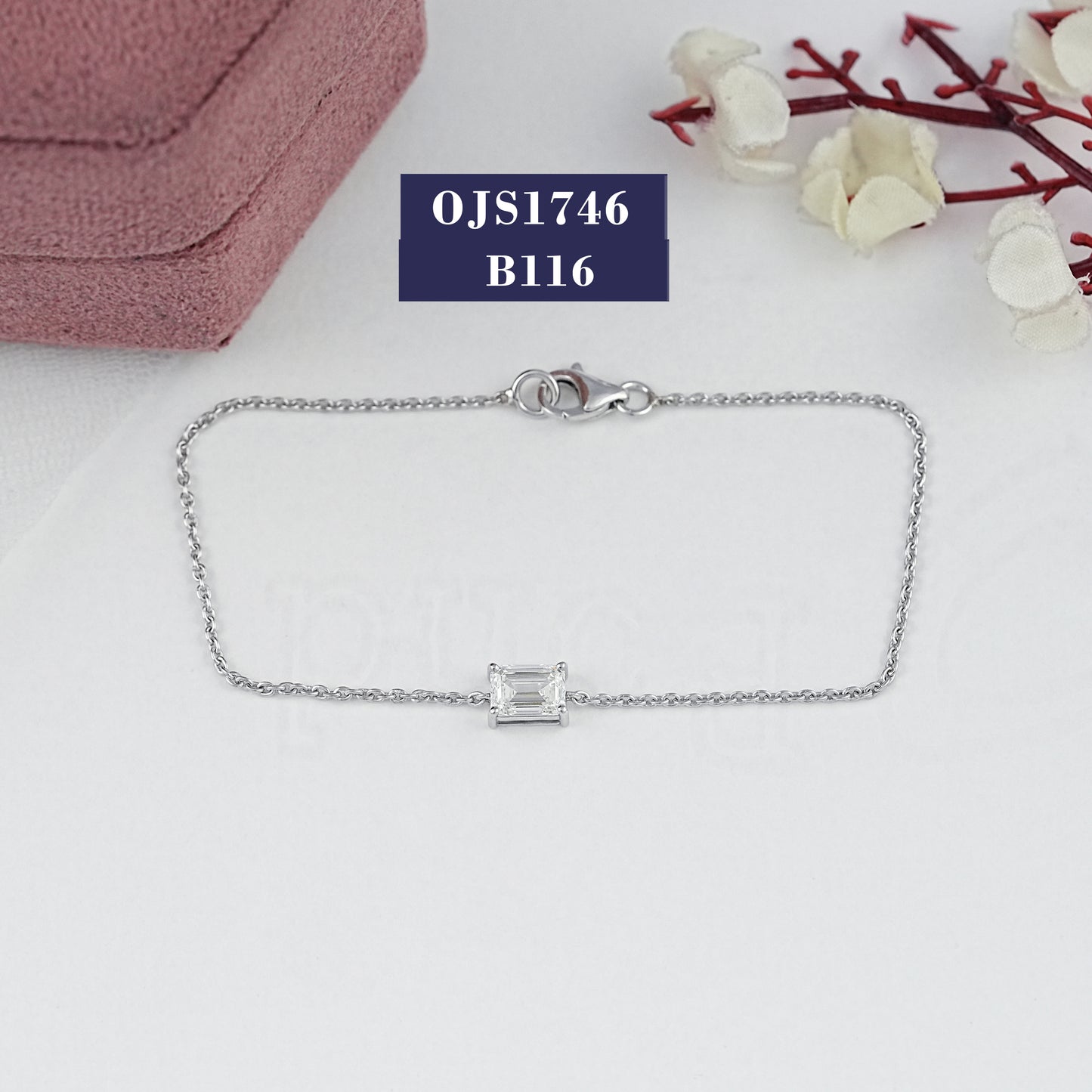 Emerald Cut Lab Diamond Solitaire Bracelet