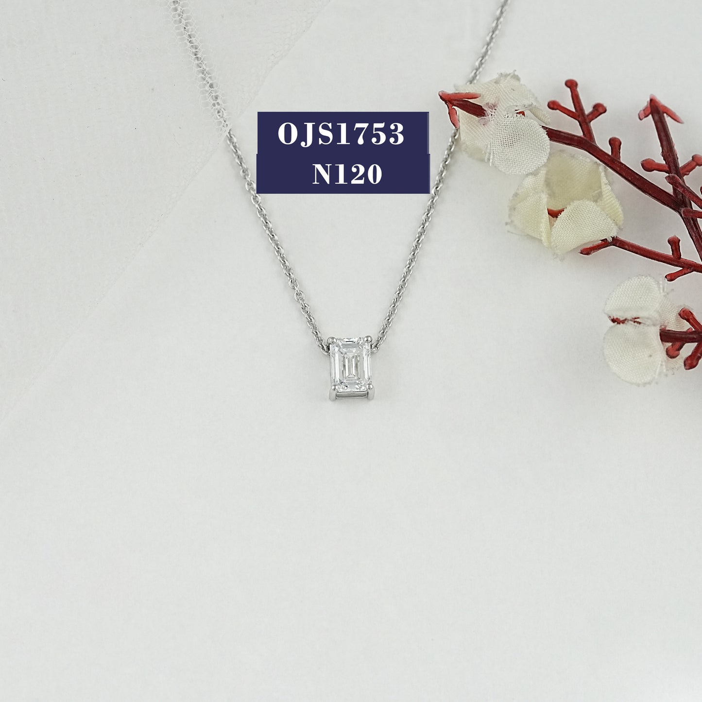 Emerald Lab Diamond Solitaire Necklace
