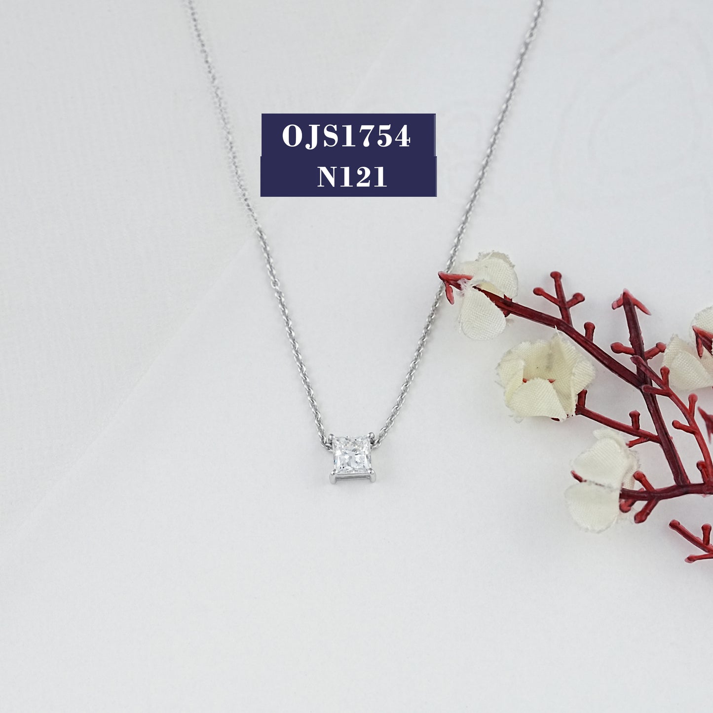 Princess Cut Lab Diamond Solitaire Necklace
