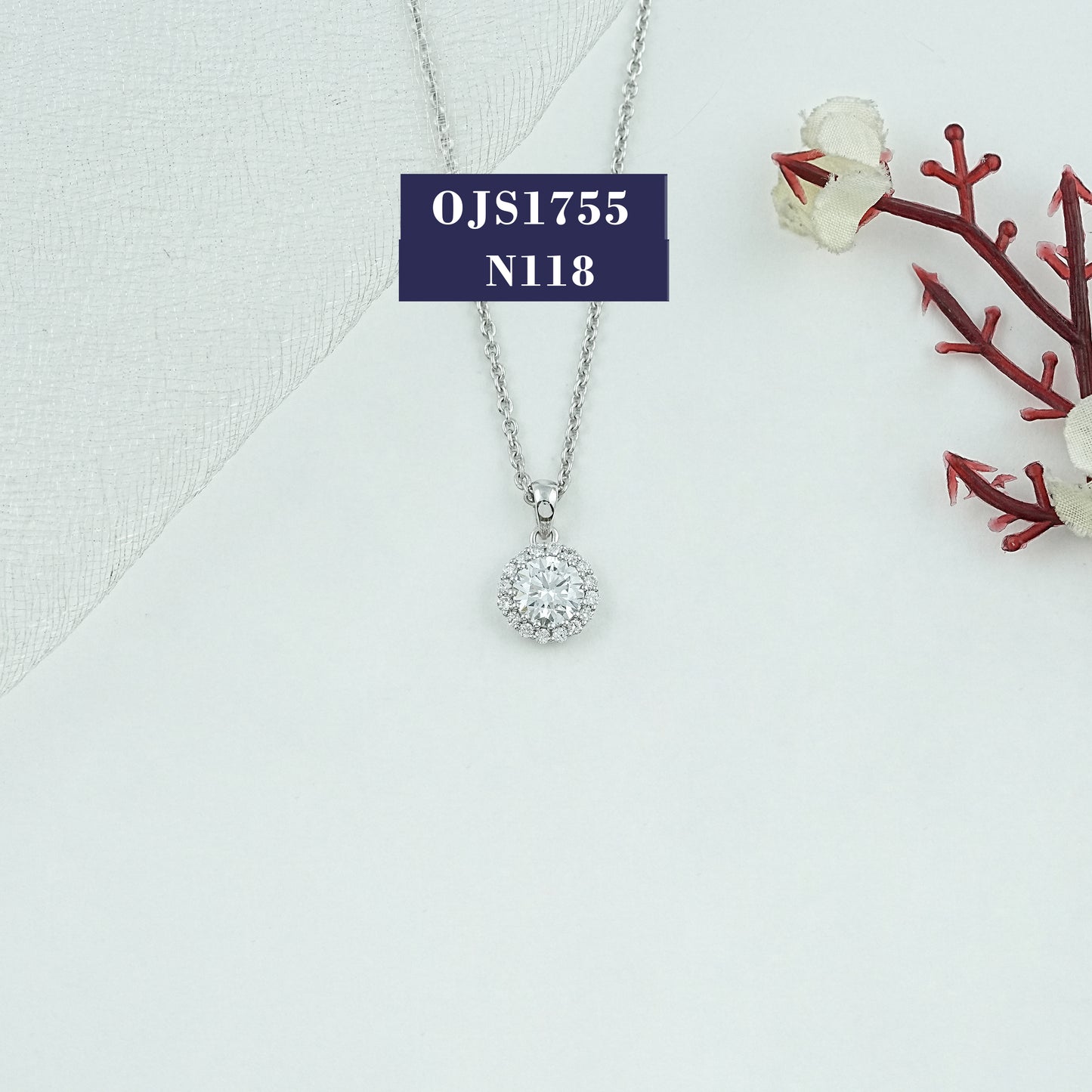 Round Lab Diamond Halo Necklace