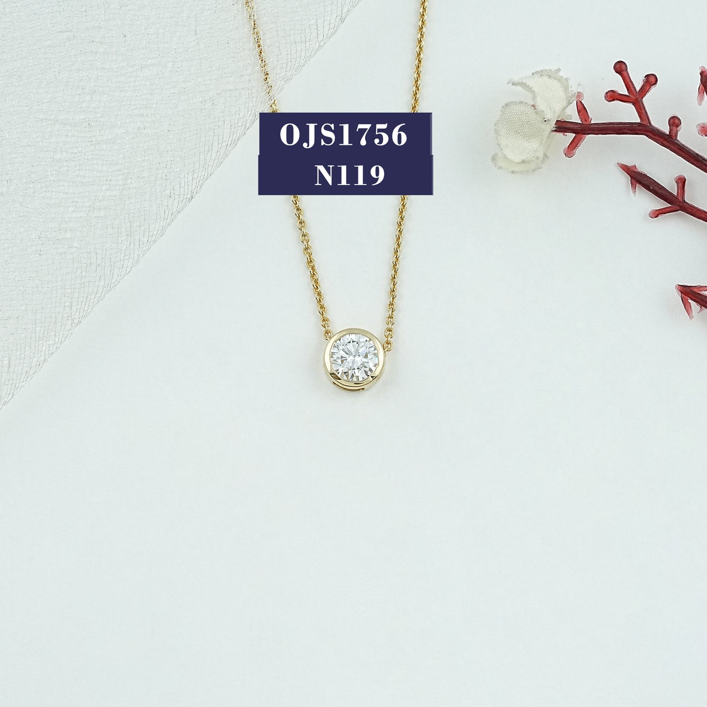 Bezel Set Round Diamond Solitaire Necklace