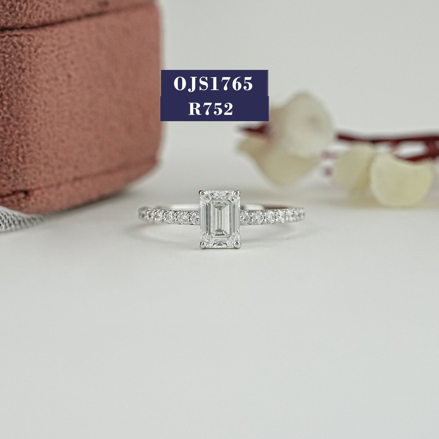 Emerald Cut Solitaire Diamond Accent Ring
