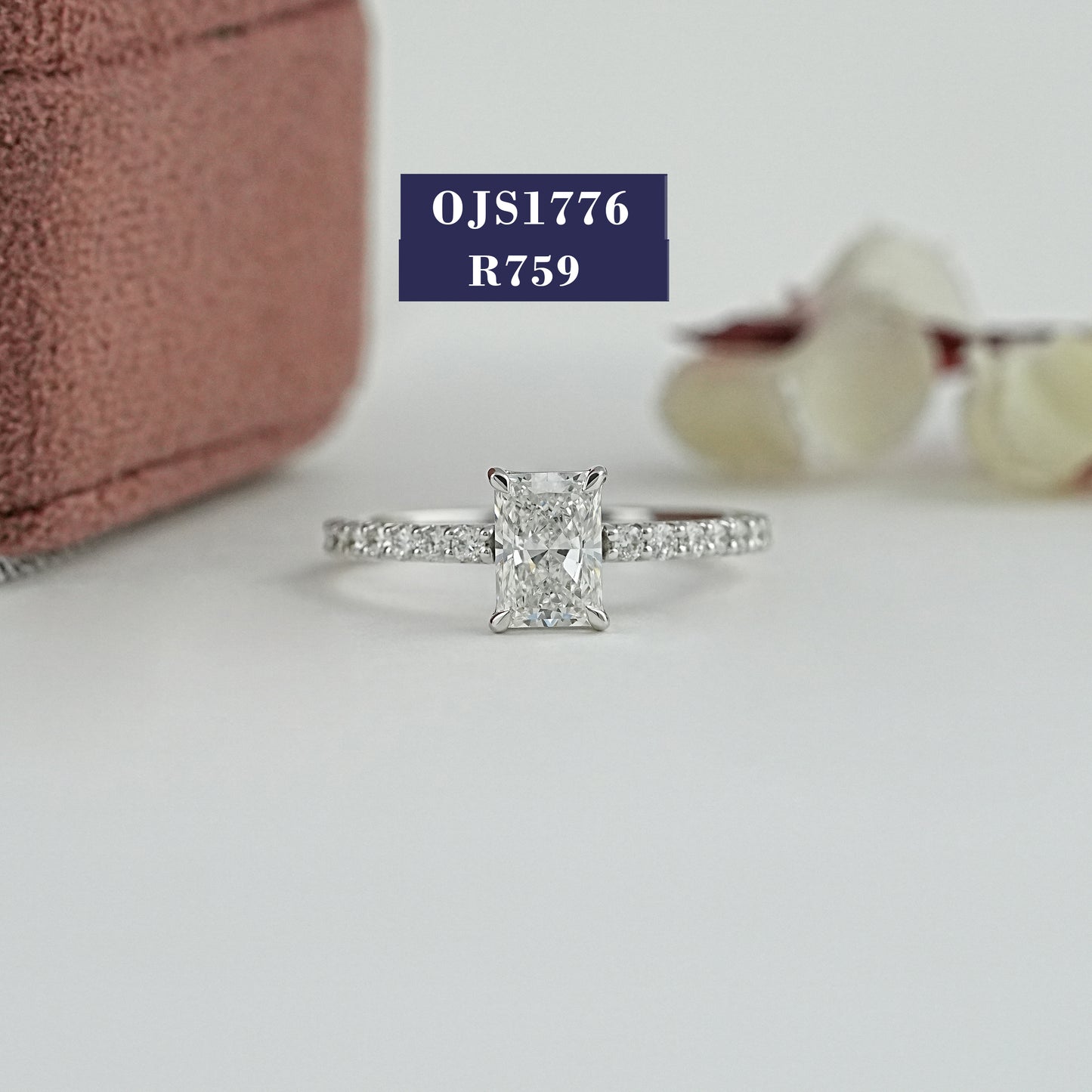 Radiant Cut Solitaire Diamond Accent Ring