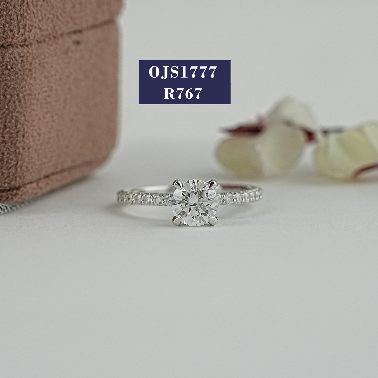 Round Cut Solitaire Accent Engagement Ring