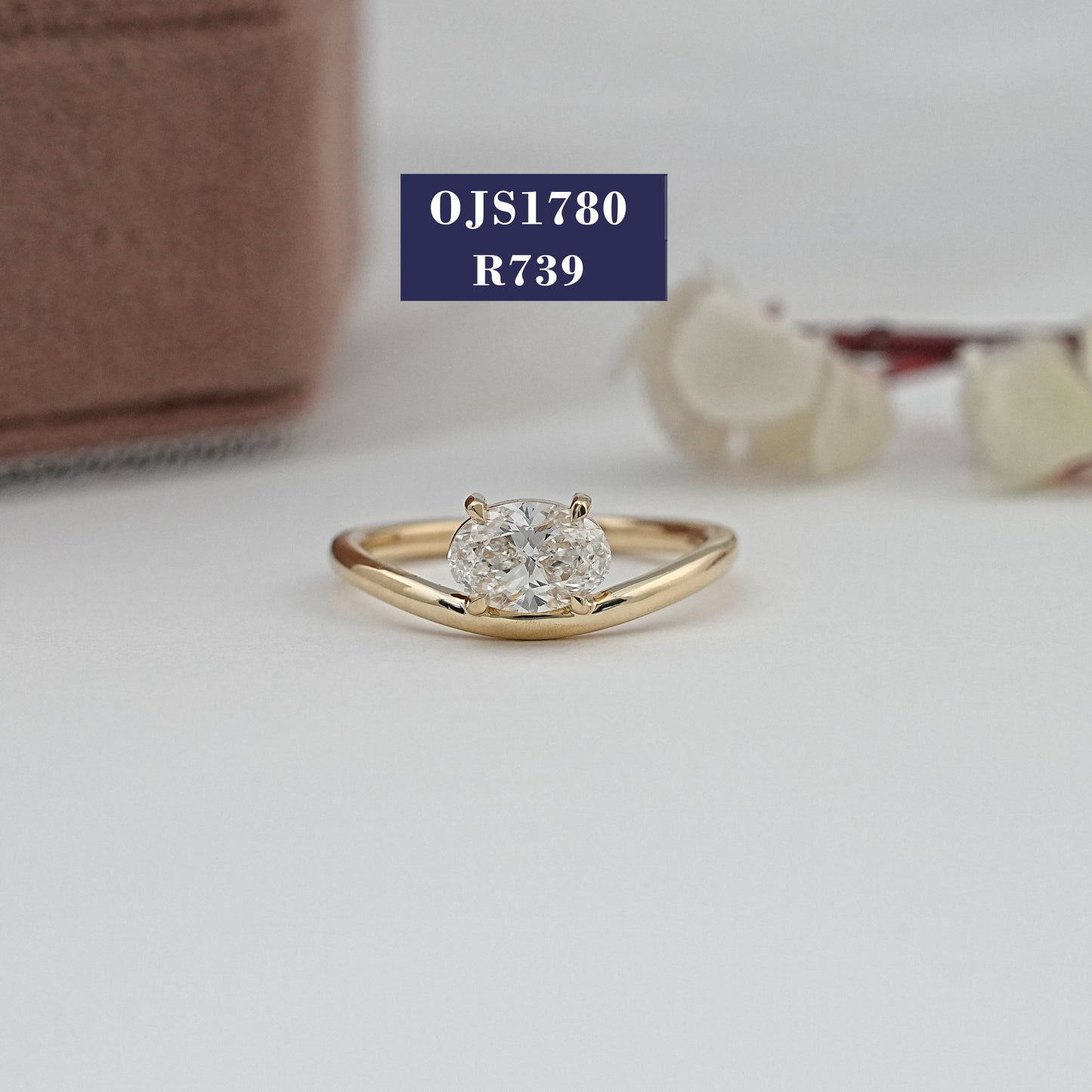Oval Cut Diamond Solitaire Curved Ring