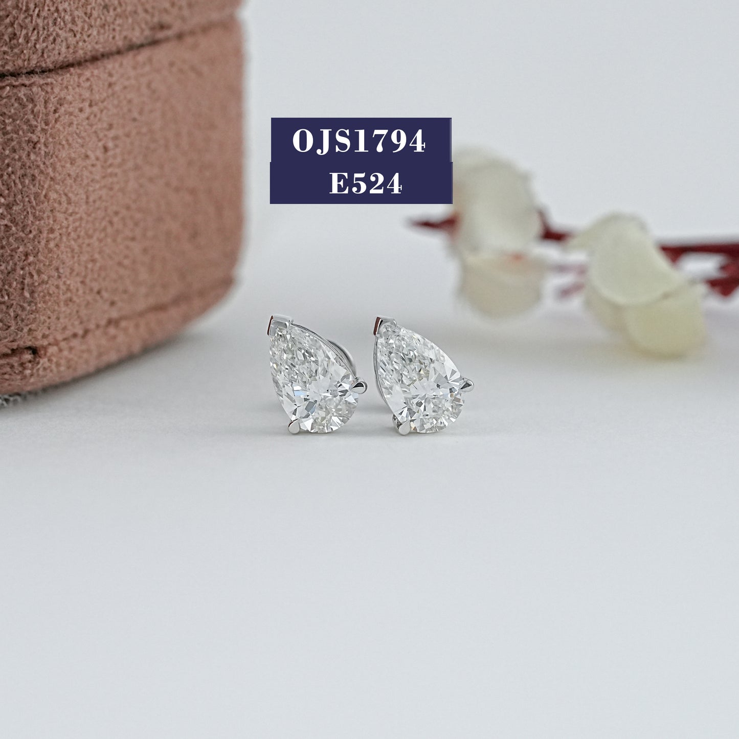 Pear Cut Lab Diamond Solitaire Studs