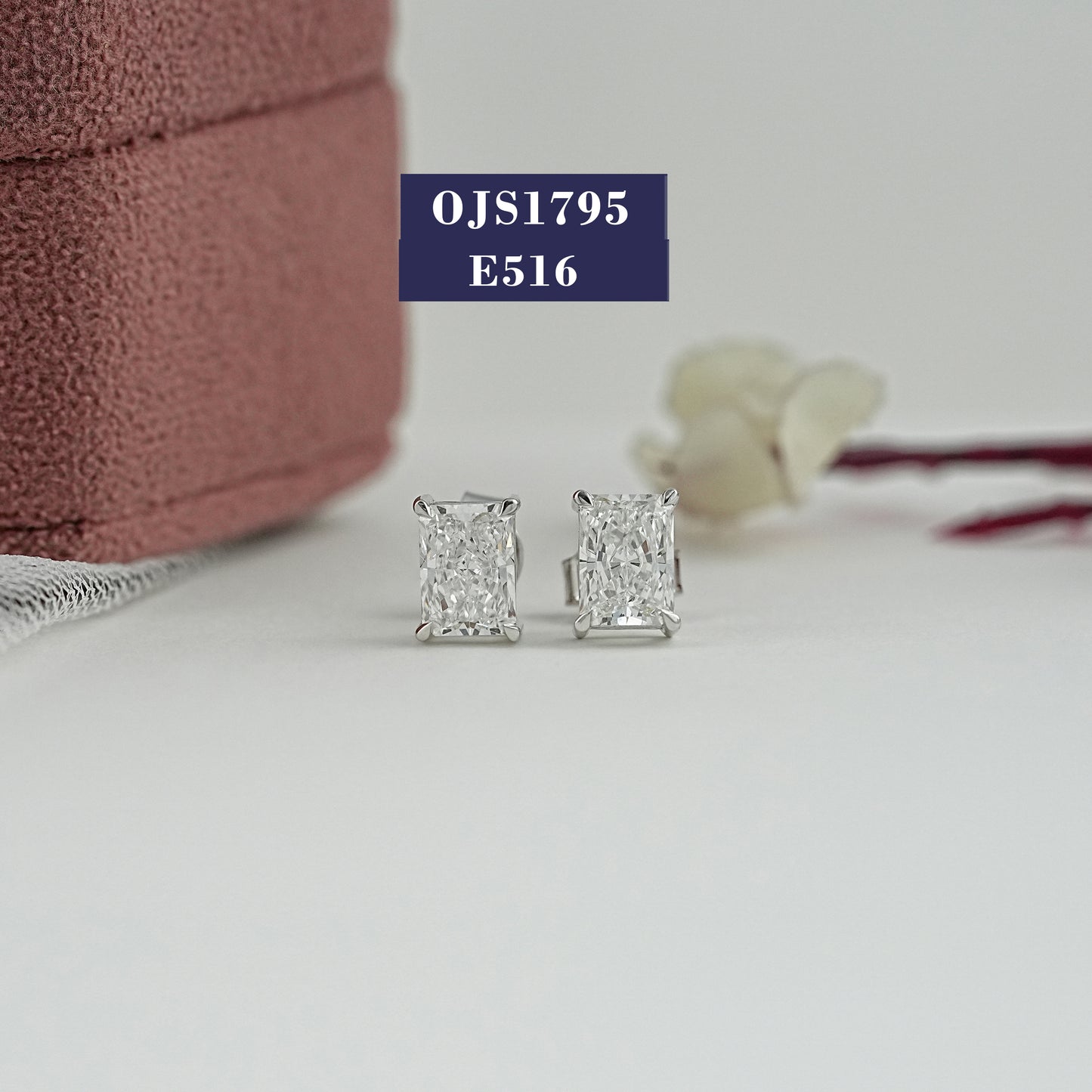 Radiant Cut Lab Diamond Solitaire Studs