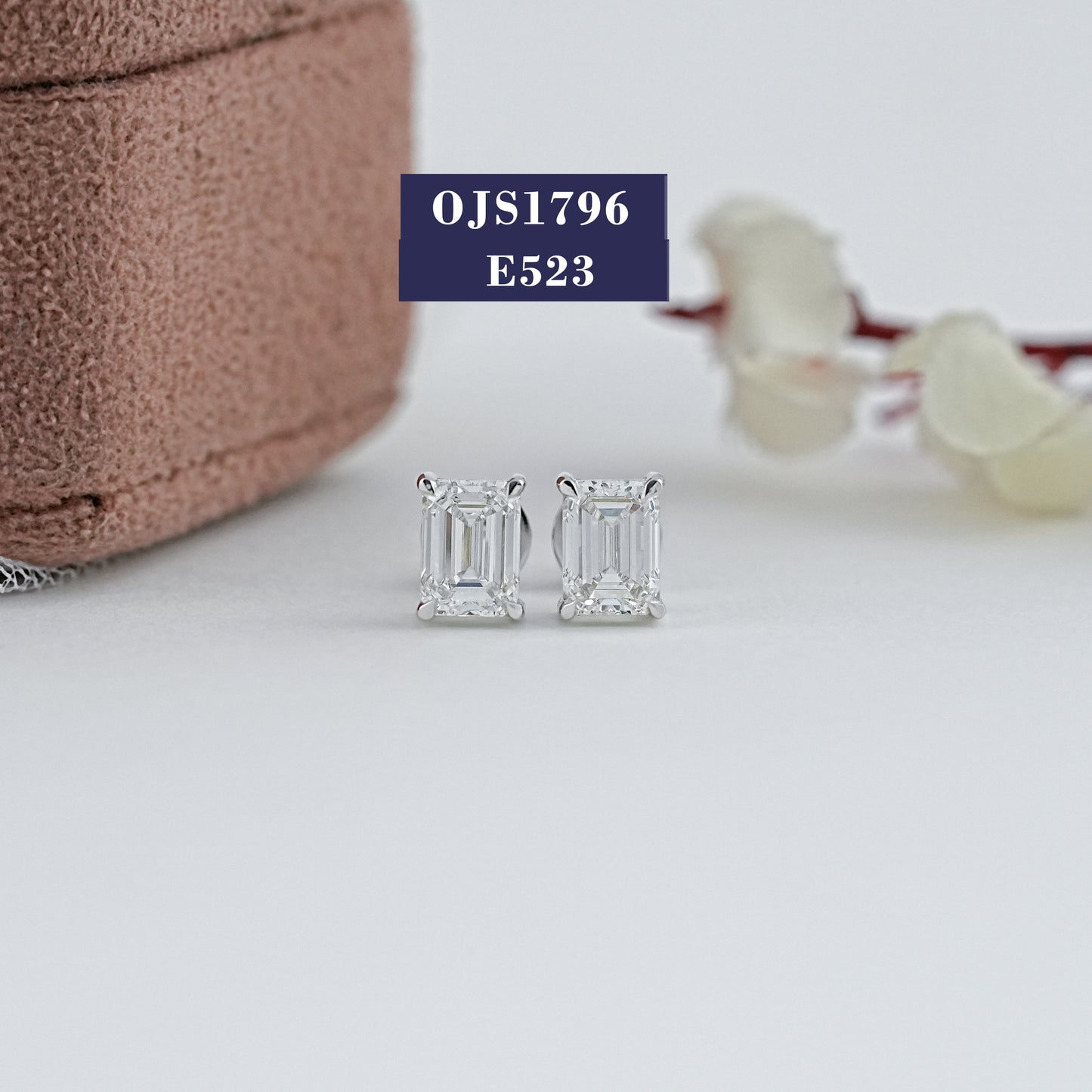 Emerald Cut Lab Diamond Solitaire Studs
