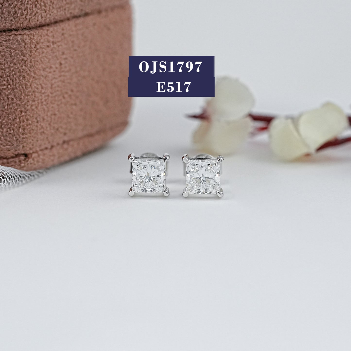 Princess Cut Lab Diamond Solitaire Studs
