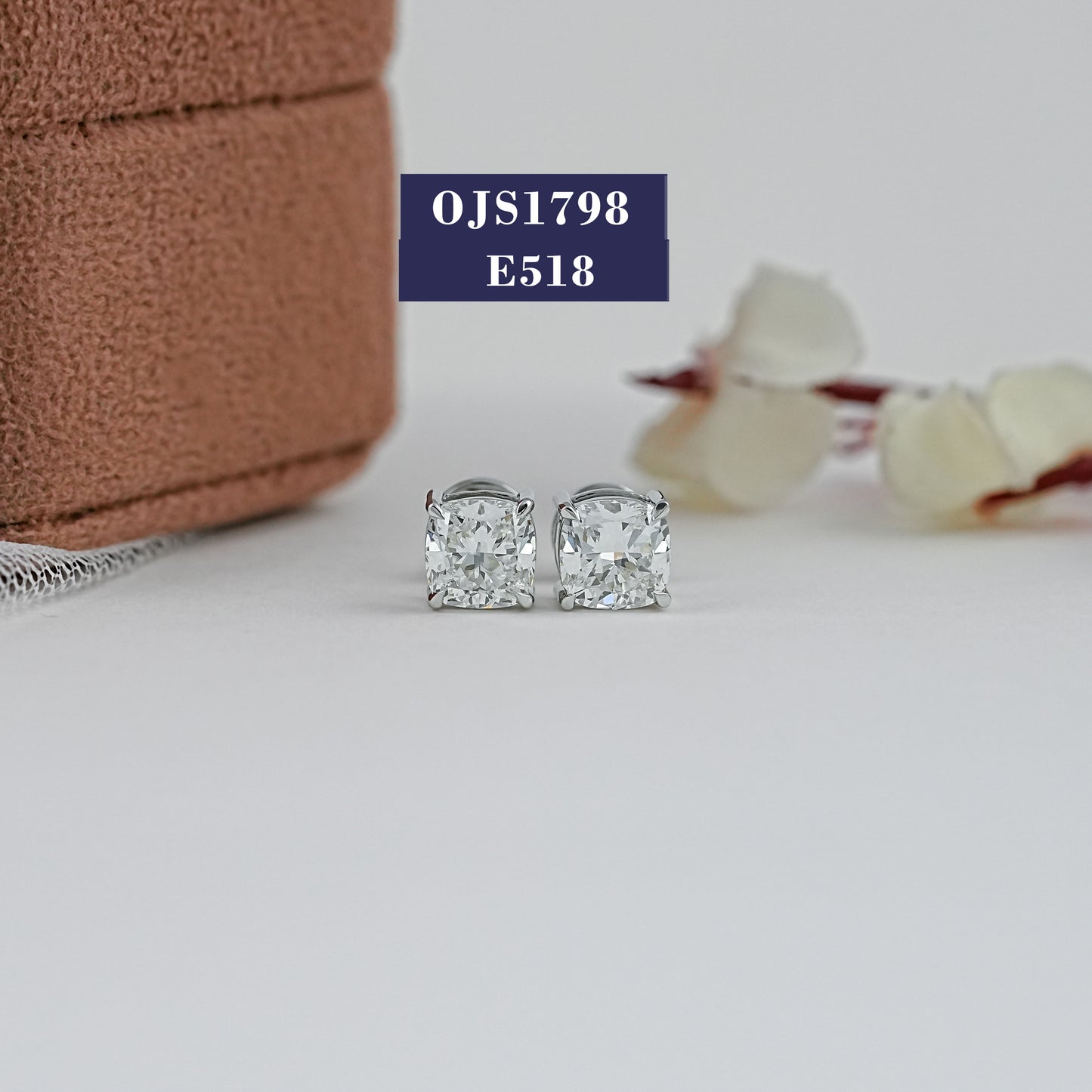 Square Cushion Cut Diamond Solitaire Studs