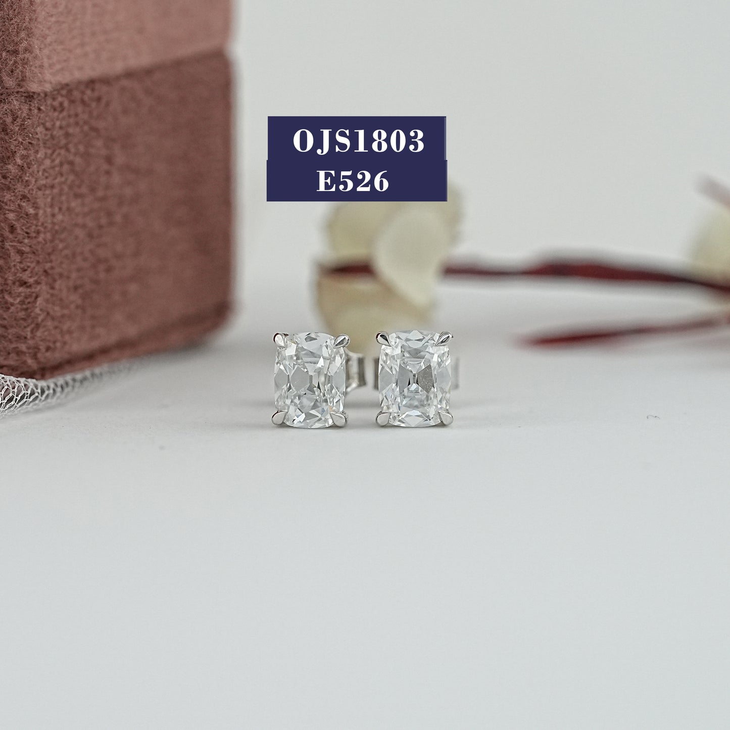 Old Mine Cushion Cut Lab Diamond Stud Earring