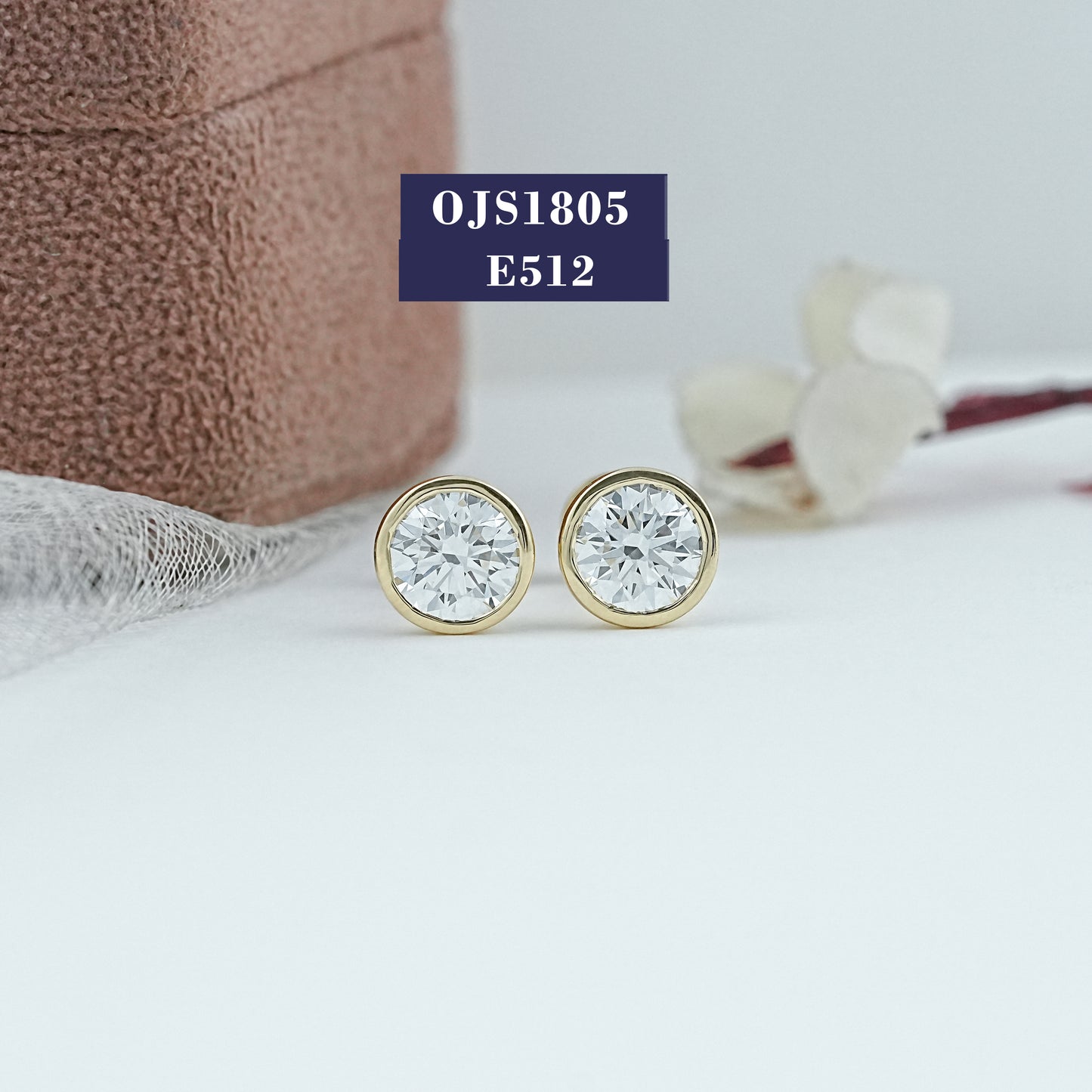 Round Diamond Bezel Set Solitaire Studs