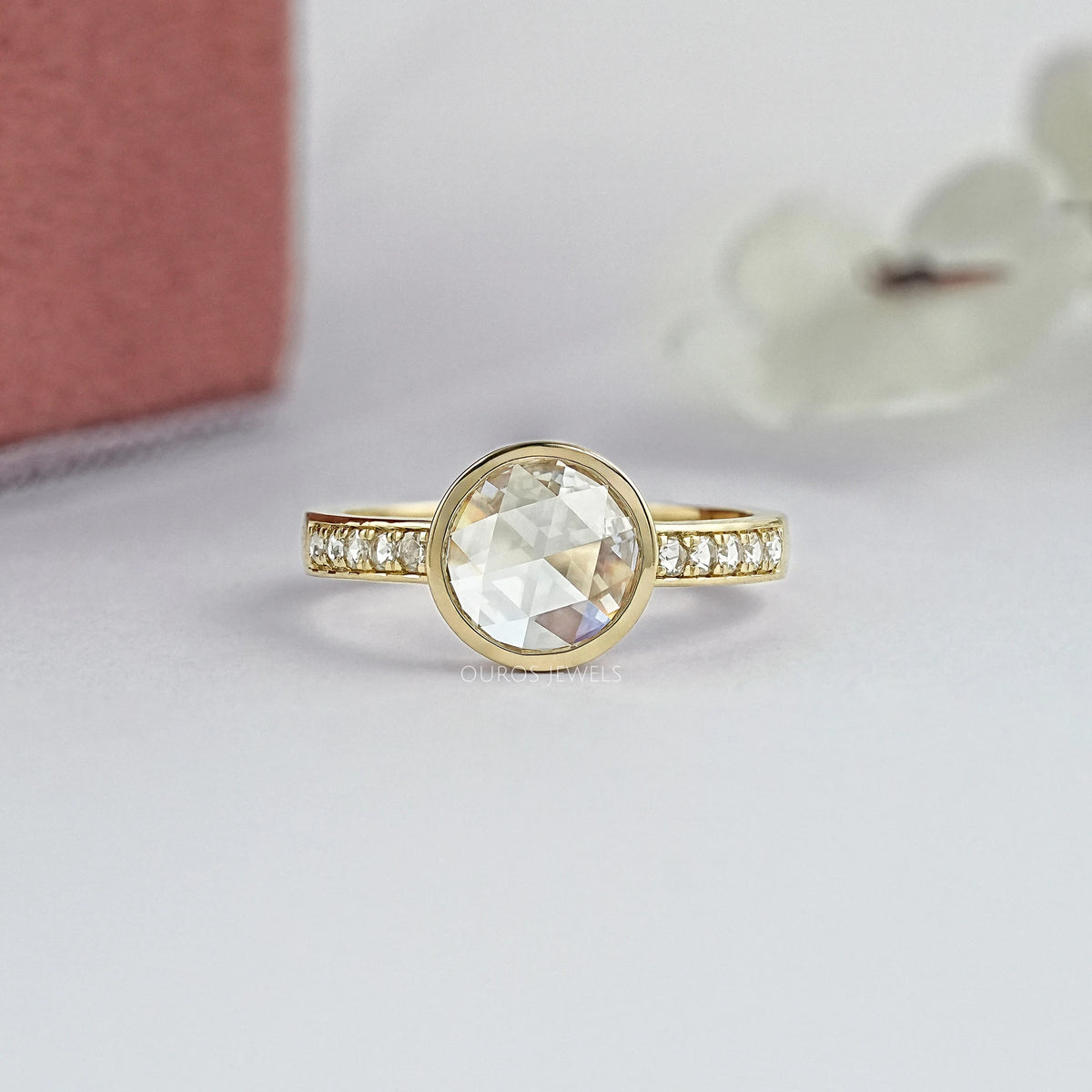 Rose Cut Round Bezel Set Accent Ring
