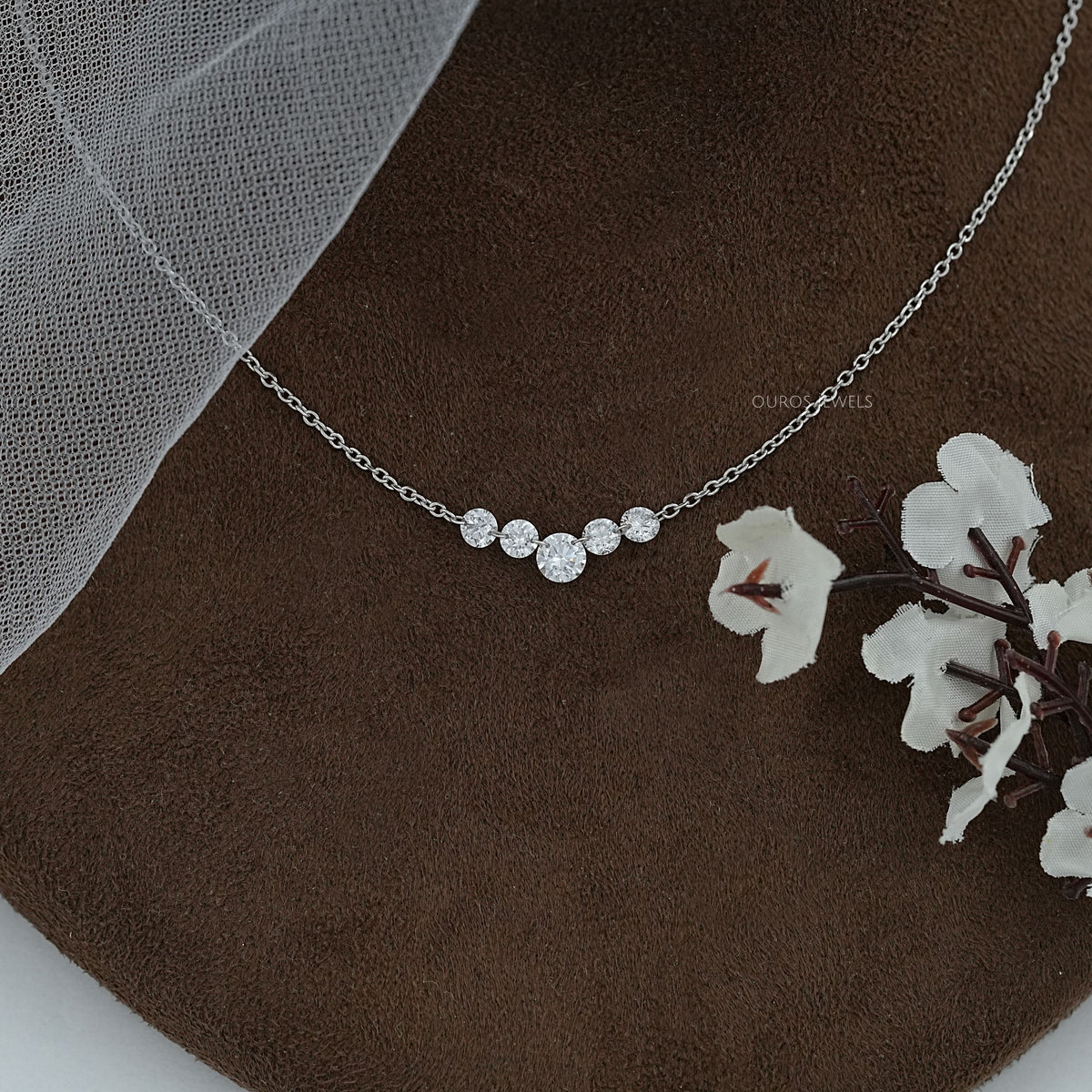 Five Stone Round Cut Diamond Pendant