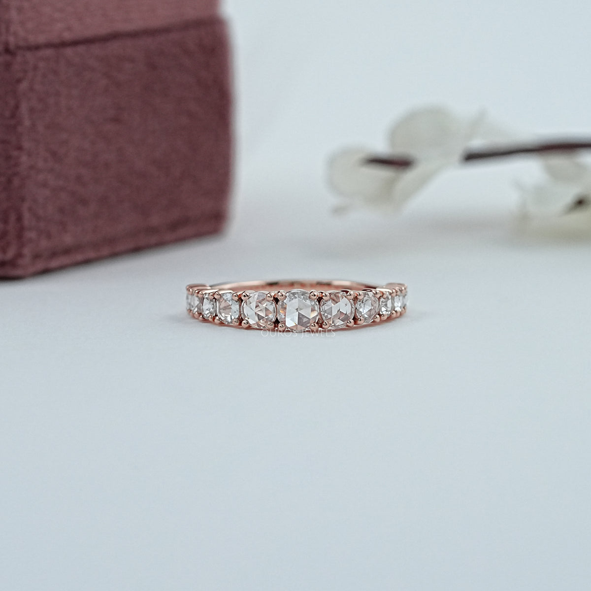 Rose Cut Round Diamond Wedding Band