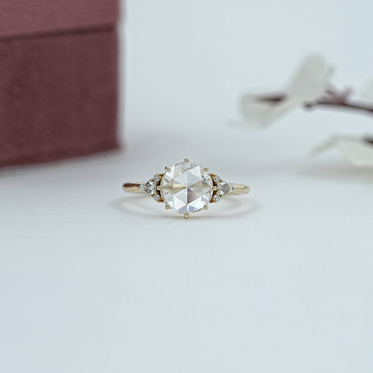 Rose Cut Round Diamond Engagement Ring