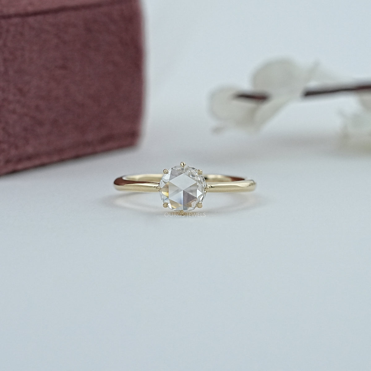 Round Rose Cut Diamond Solitaire Ring