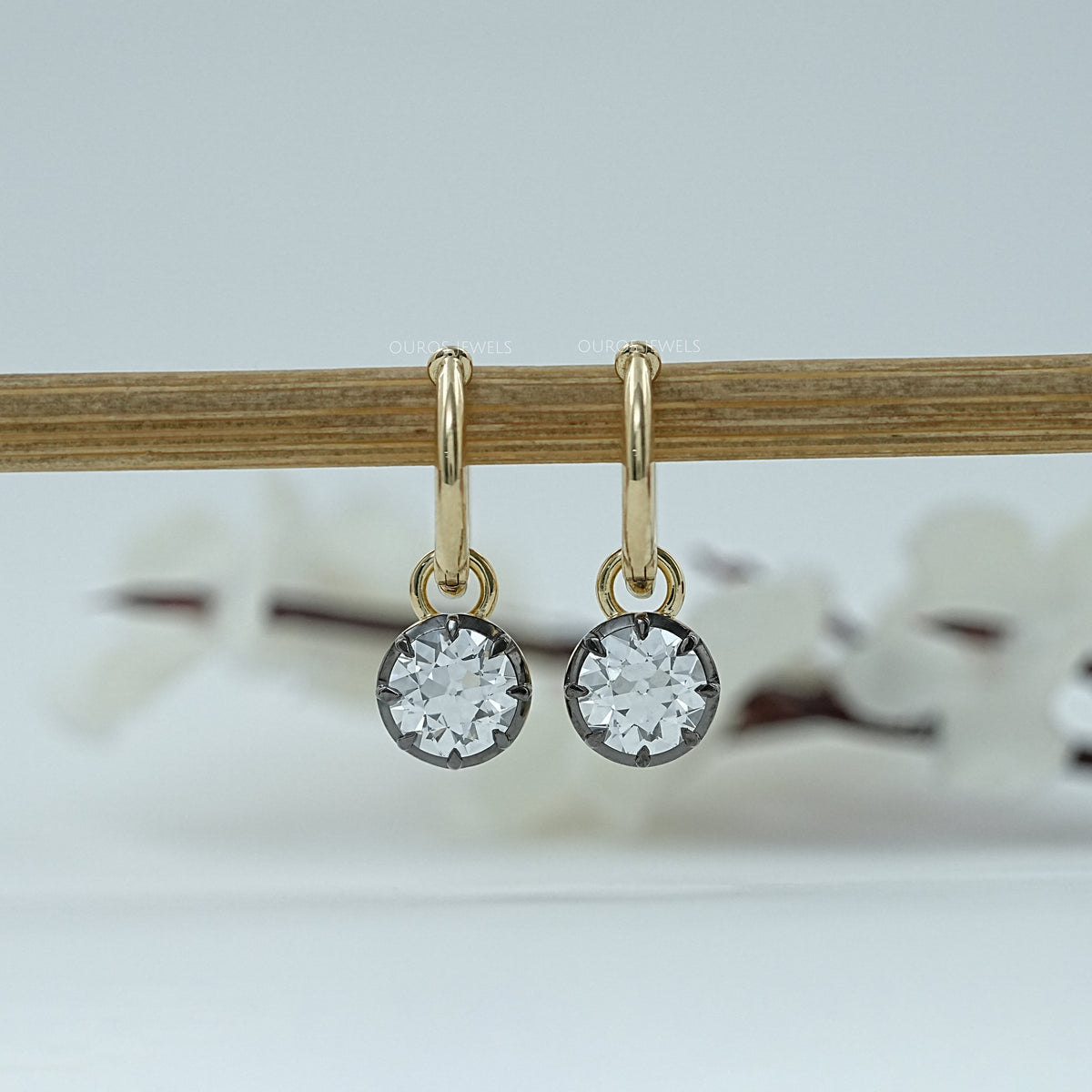 Old European Round Cut Dangle Earrings