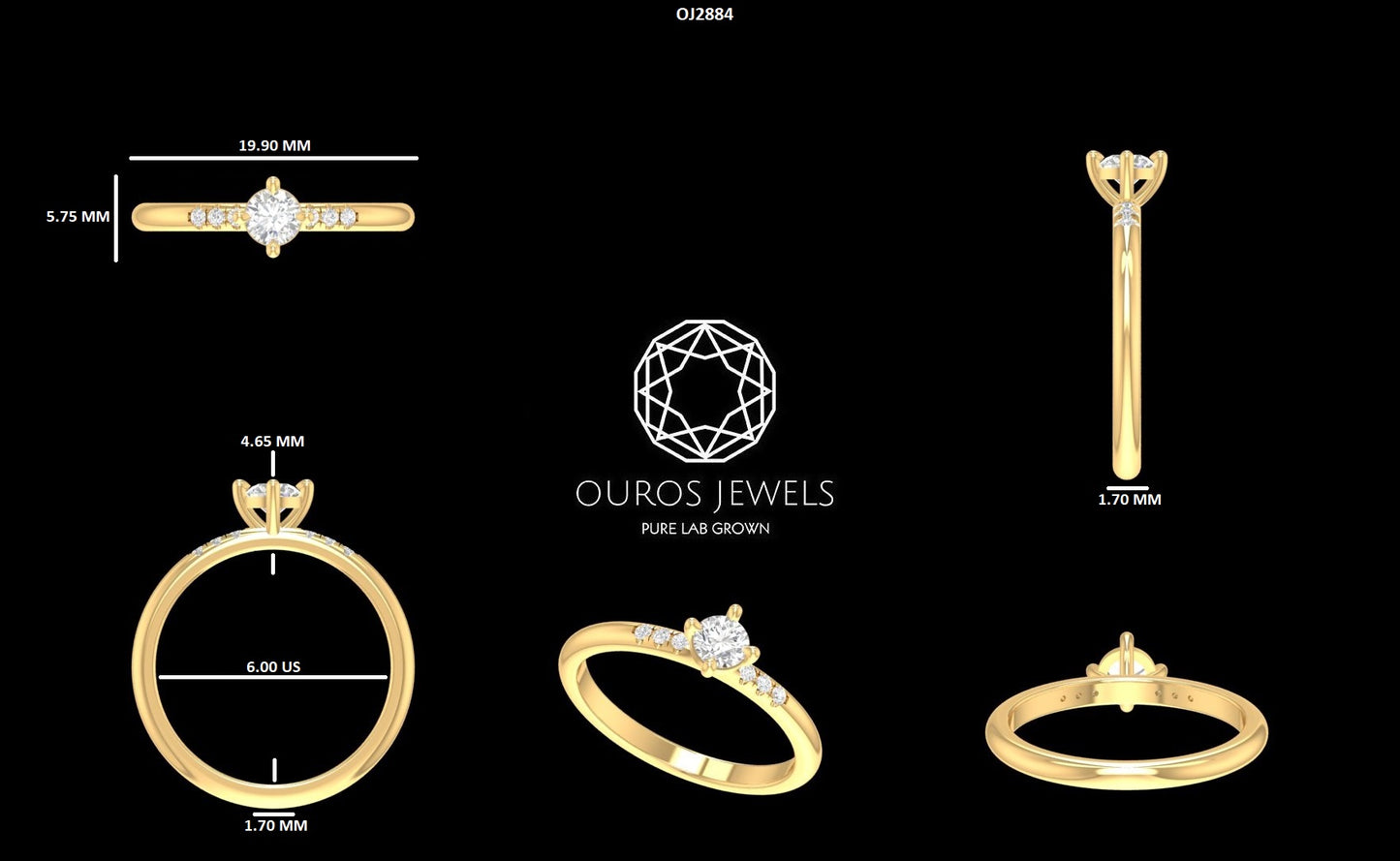 OEC Round Cut Accent Diamond Ring