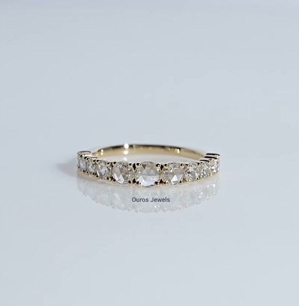 Rose Cut Round Diamond Half Eternity Band