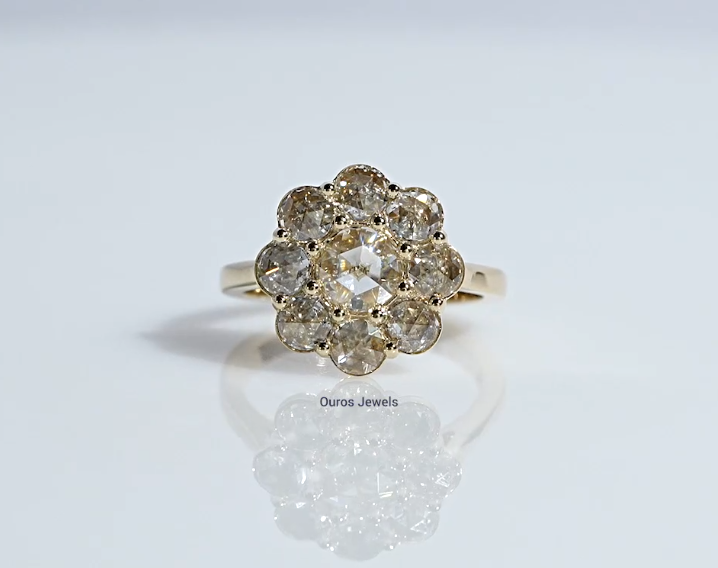 Rose Cut Round Lab Diamond Halo Ring