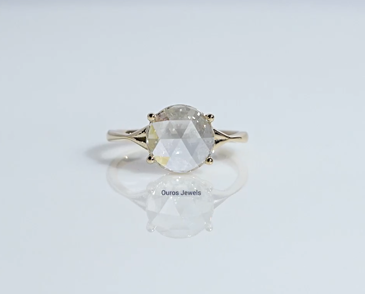 Rose Cut Round Diamond Split Shank Ring