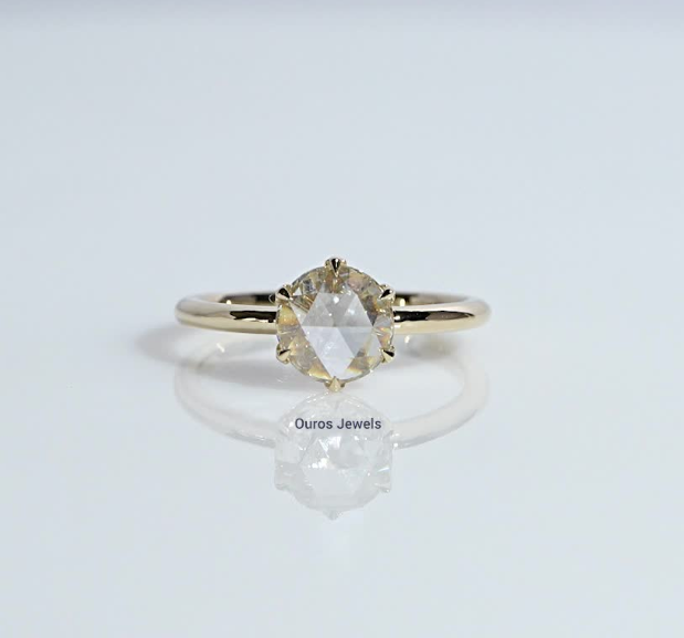 Rose Cut Round Diamond Solitaire Ring