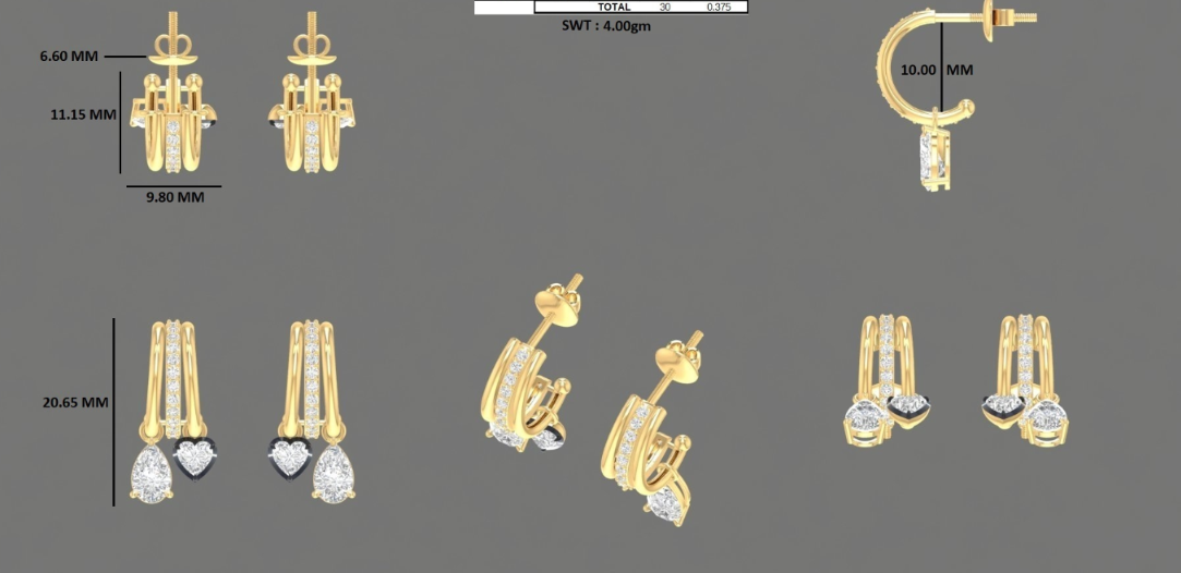 Old Mine Cut C-Hoop Lab Diamond Earrings