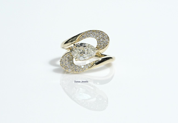 Old Mine Pear Lab Diamond Engagement Ring