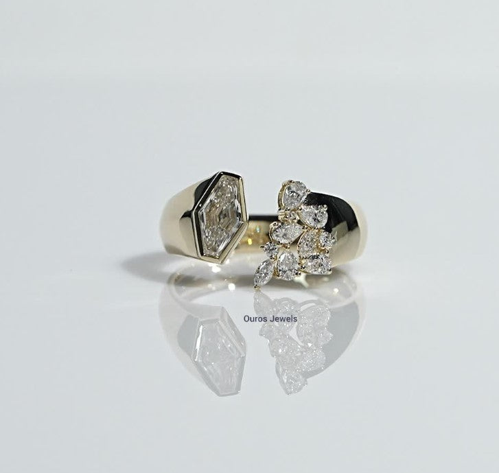 Lozenge Cut Bezel Set Open Cuff Ring