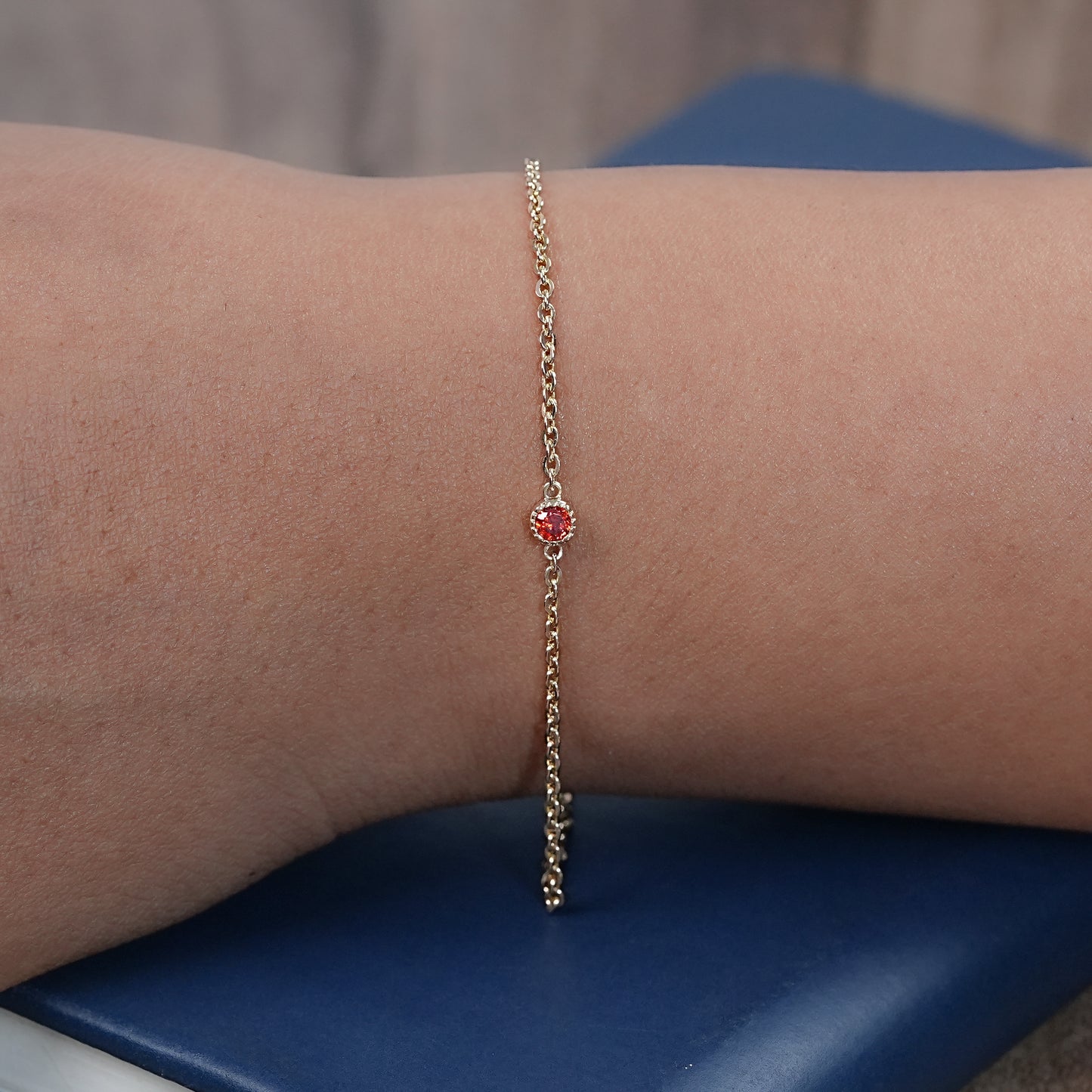 Red Gemstone Round Shape Chain Bracelet