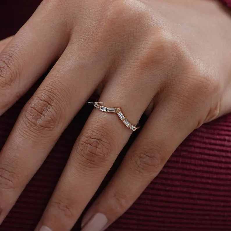 Baguette Lab Grown Diamond Chevron Band
