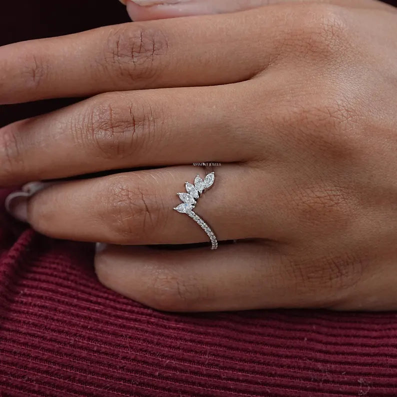 Marquise And Round Cut Stackable Band
