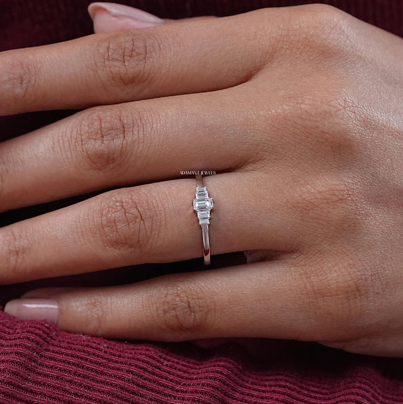 Baguette Cut Lab Grown Diamond Five Stone Ring