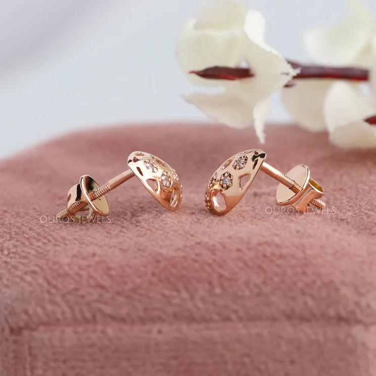 Rose Gold Pear Shape Lab Diamond Stud