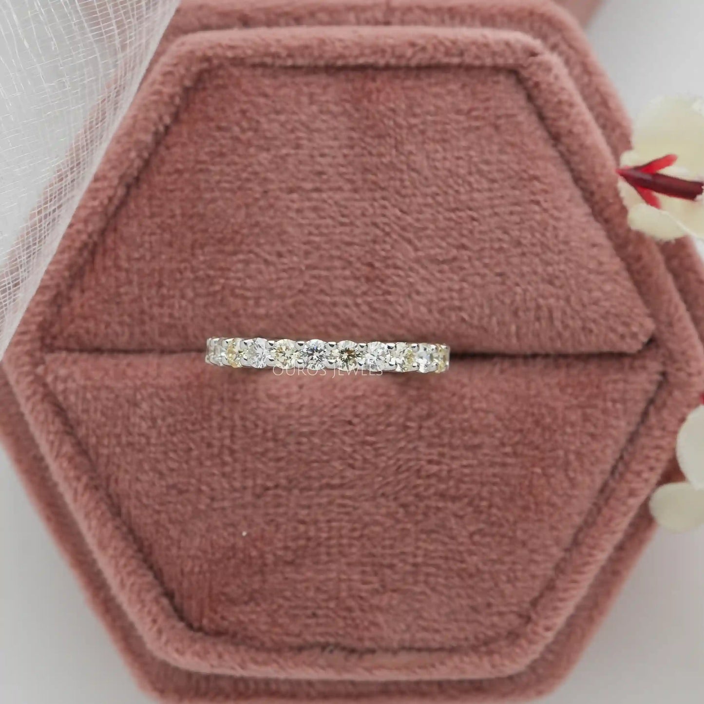 Yellow Round Cut Full Eternity Wedding Band