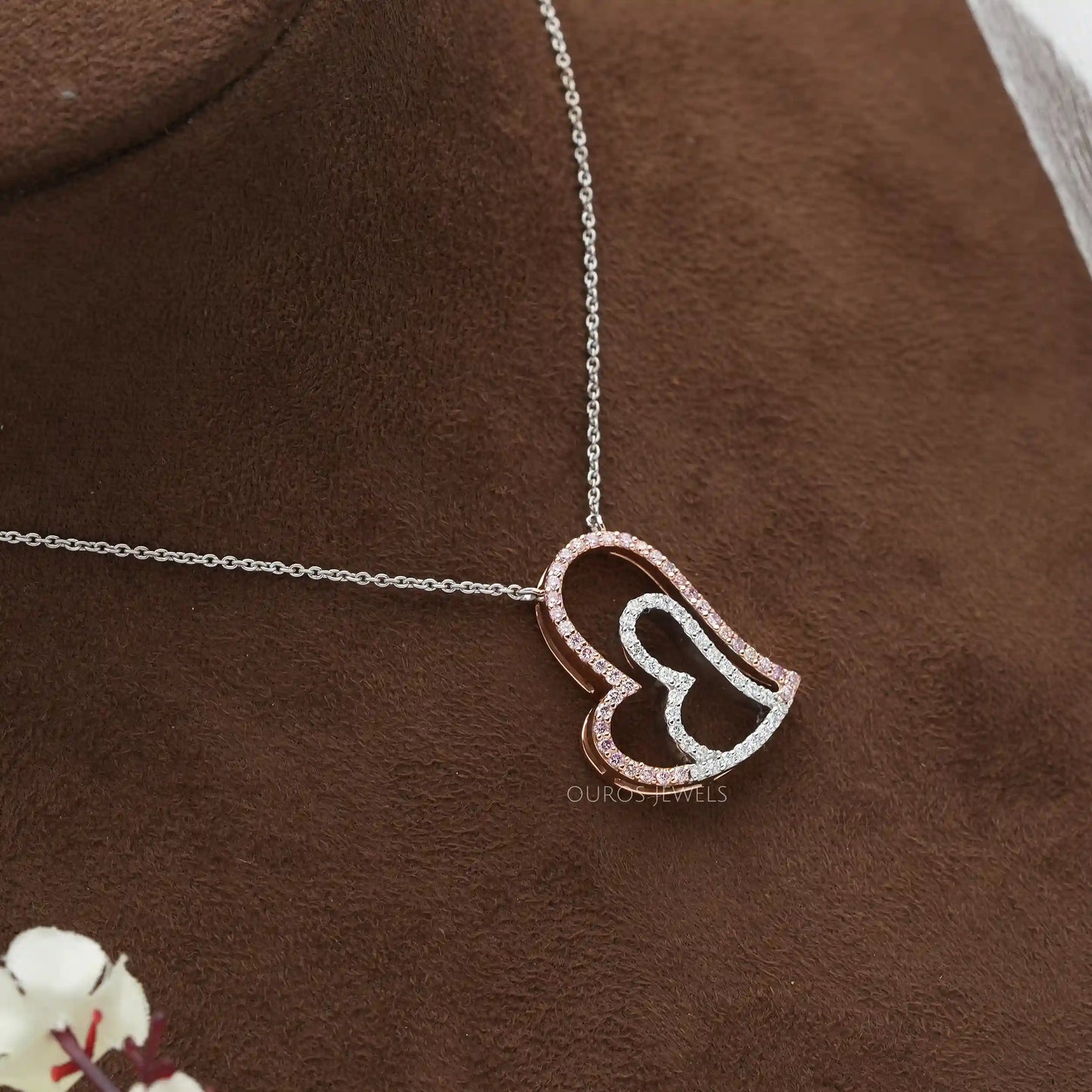 Heart Shape Round Diamond Necklace