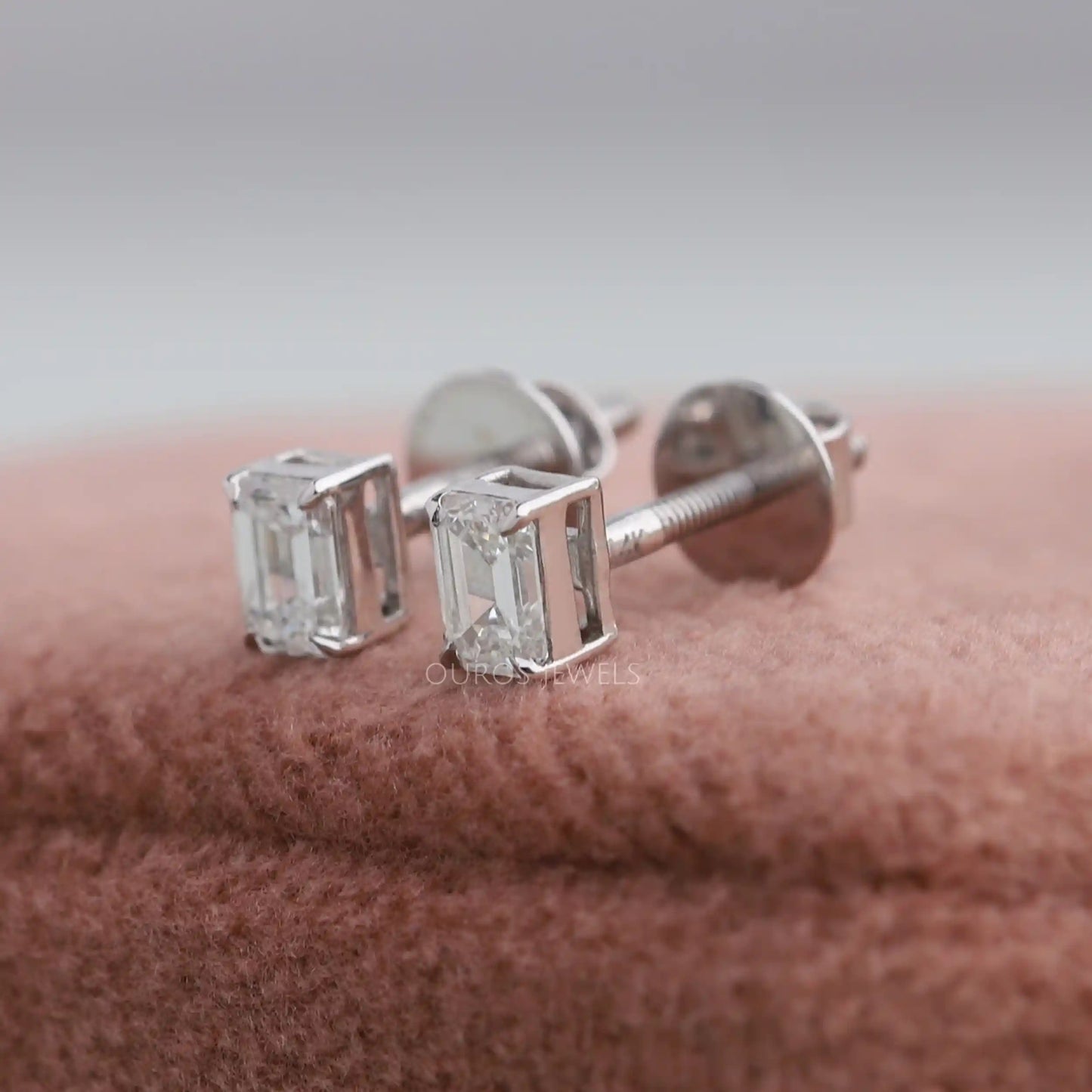 Emerald Cut Diamond Stud Earrings