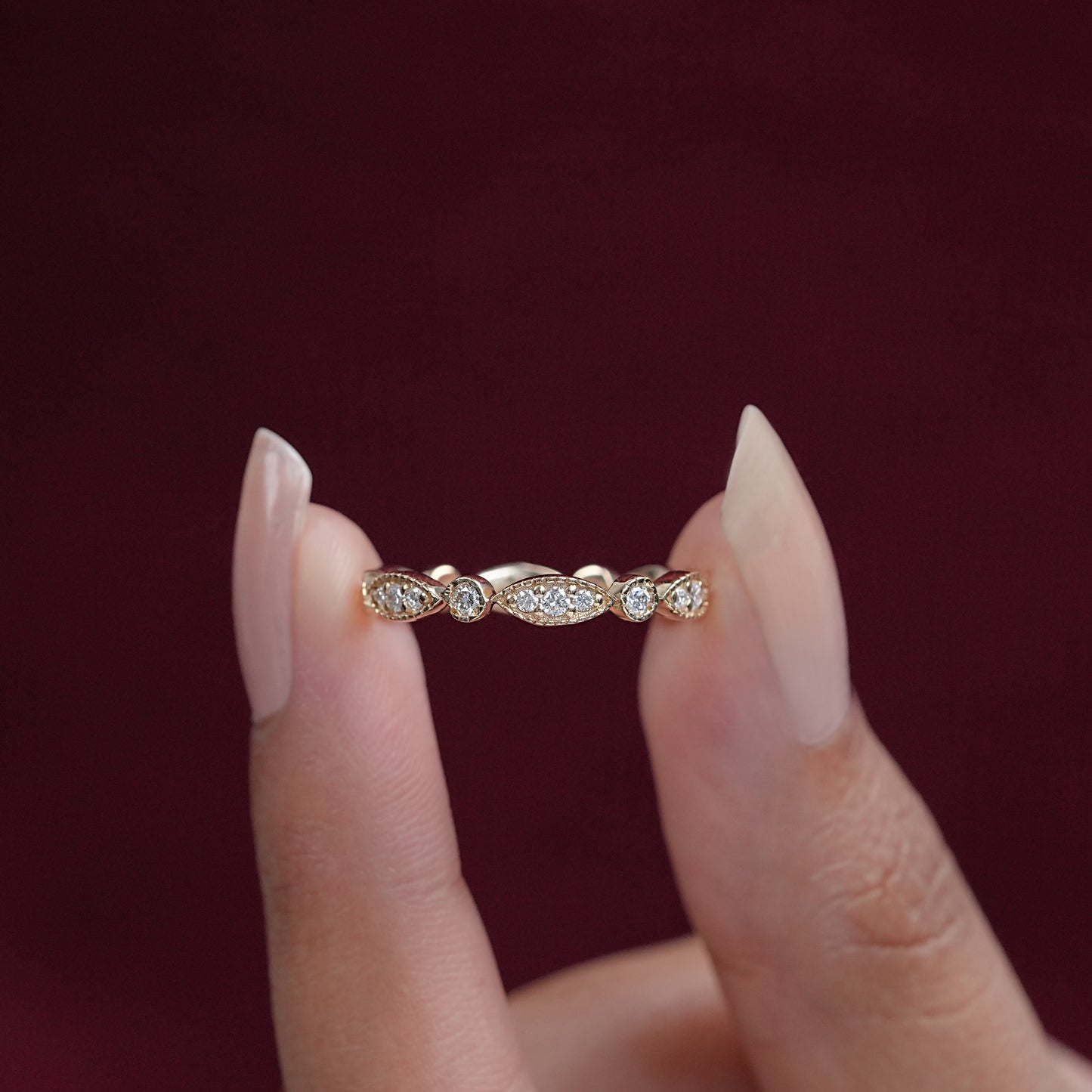 Round Cut Lab Diamond Milgrain Set Band