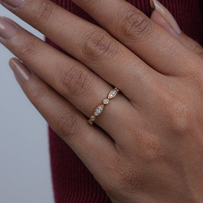 Round Cut Lab Diamond Milgrain Set Band