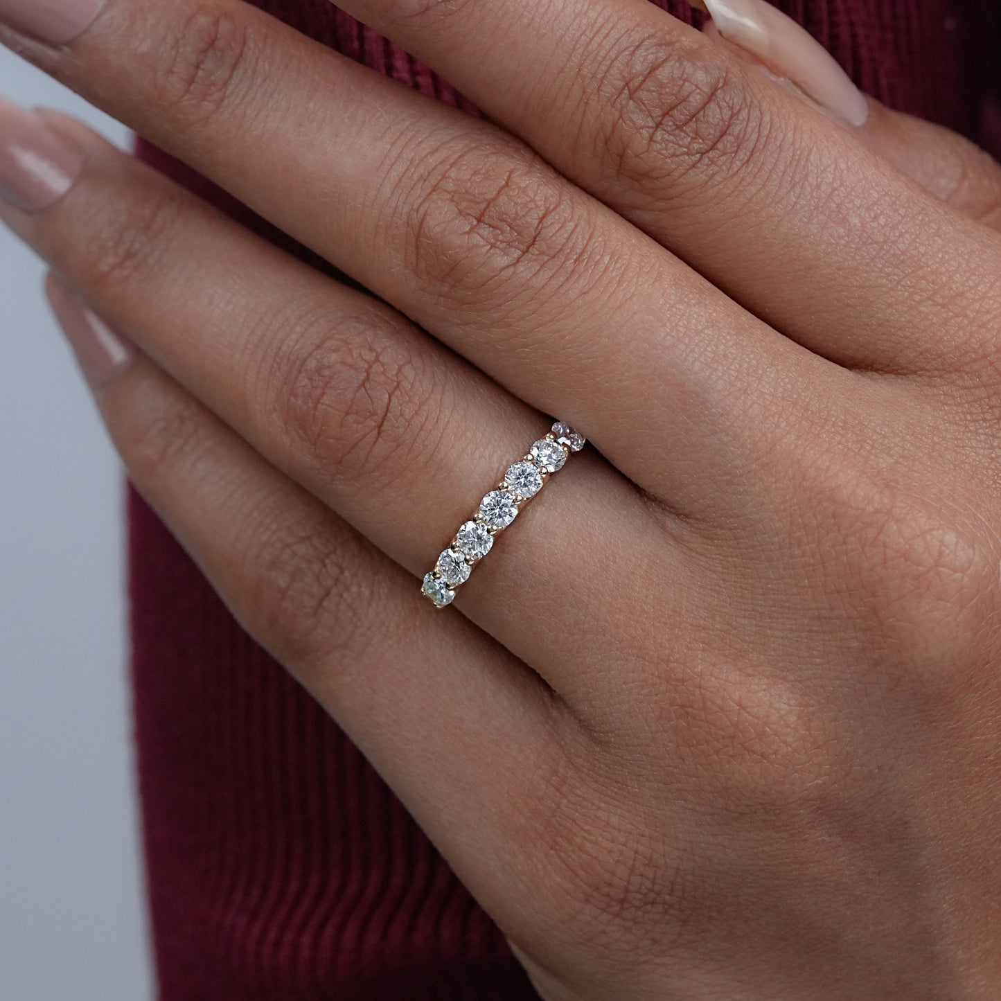 Round Cut Diamond Half Eternity Band