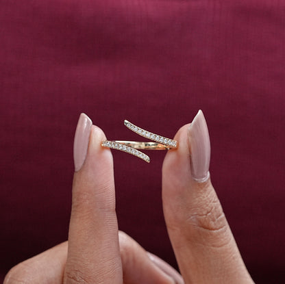 Round Cut Lab Diamond Bypass Wedding Ring