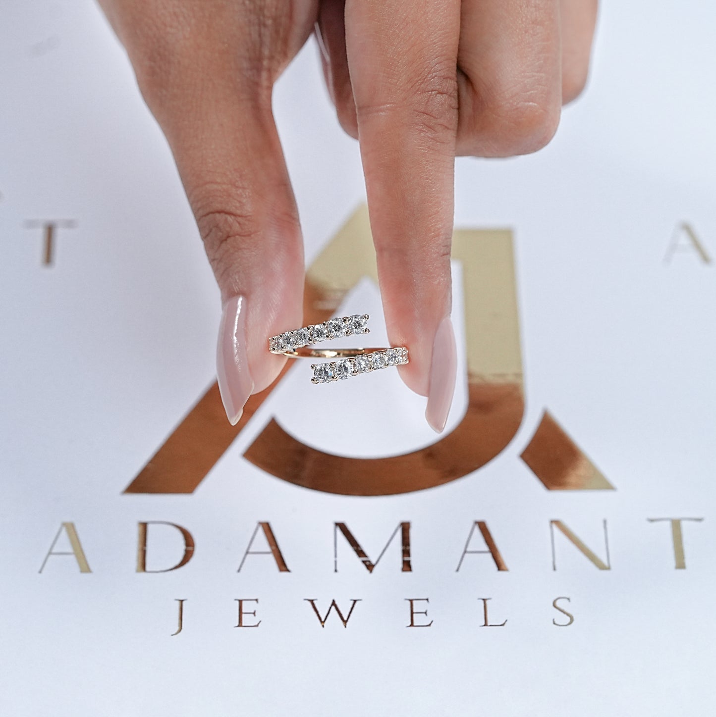Yellow Gold Round Cut Lab Diamond Bypass Ring