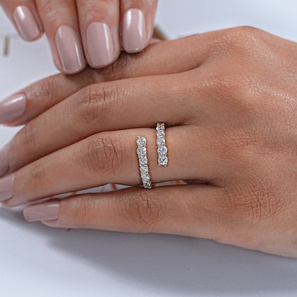 Yellow Gold Round Cut Lab Diamond Bypass Ring