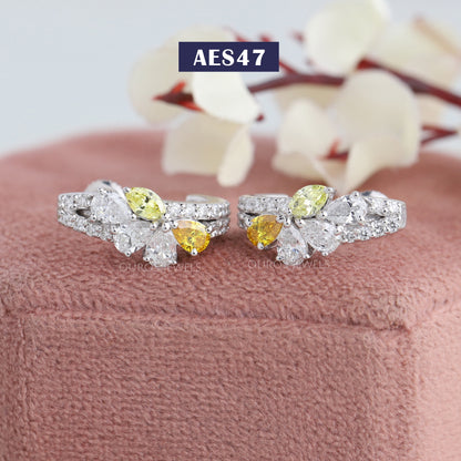 Multi  Shape Pear & Round Cut Earrings