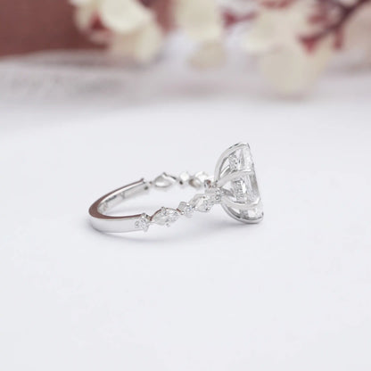 Antique Dutch Marquise Cut Accent Lab Diamond Ring